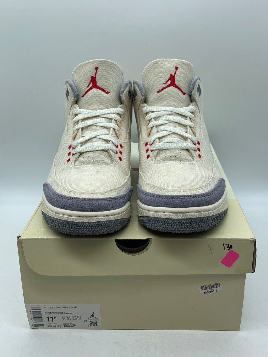 Jordan 3 Retro Muslin 11.5 (Moderately Worn Pre-Owned)JordanMuslin/University Red-Cement Grey-Sail - Image 2