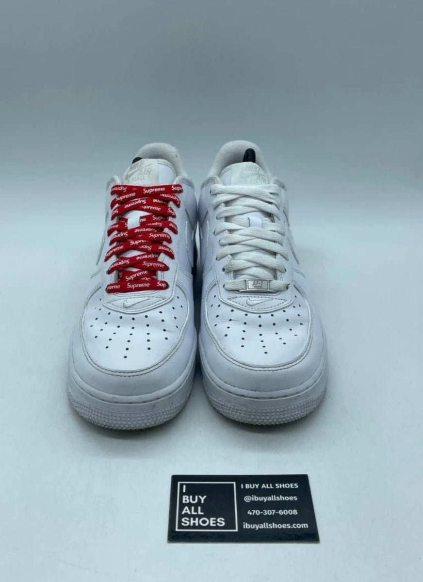 Nike Air Force 1 Low Supreme White 9 (Moderately Worn Pre-Owned)NikeWhite/White-White - Image 2