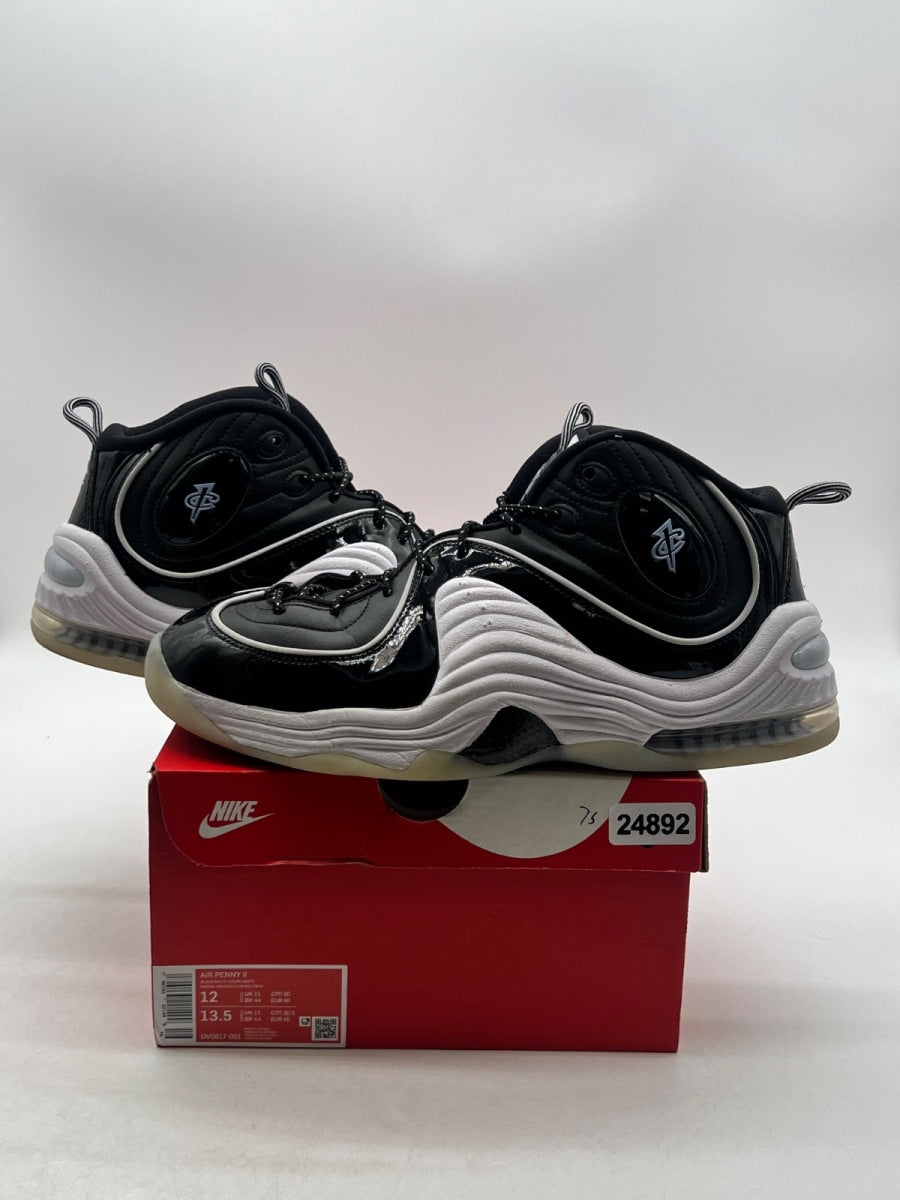 Nike Air Penny 2 Black Patent Football Grey 12 (Moderately Worn Pre-Owned)NikeBlack/Multi Color/White/Football Grey - Image 1