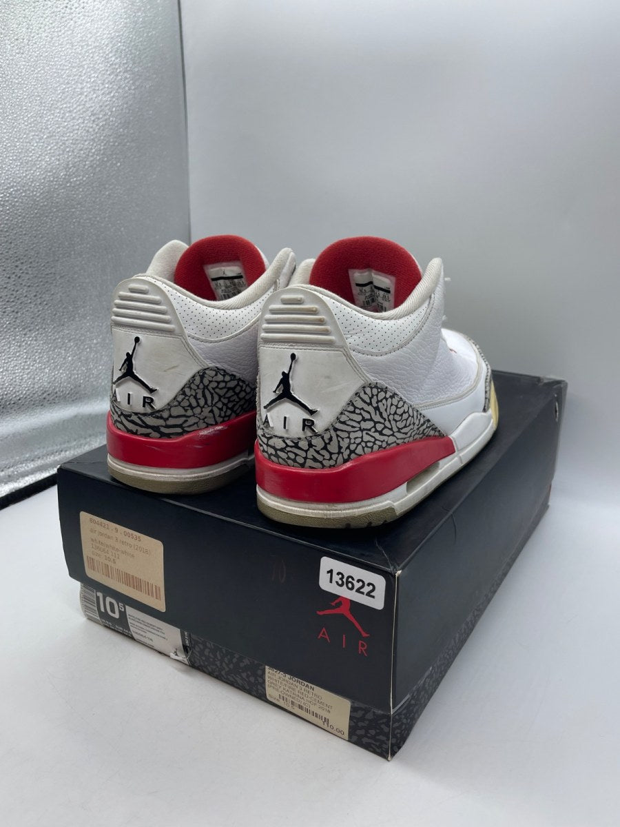 Jordan 3 Retro Hall of Fame 10.5 (Moderately Worn Pre-Owned)JordanWhite/Fire Red-Cement Grey-Black - Image 5