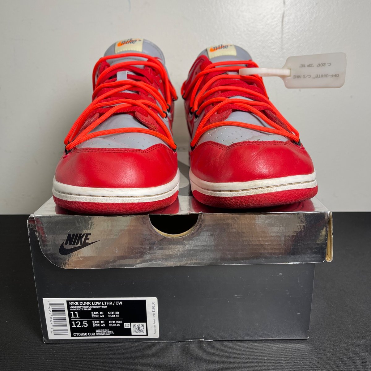 Nike Dunk Low Off-White University Red (Size 11) - aux