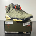 Jordan 6 Retro Travis Scott 8 (Lightly Worn Pre-Owned)JordanMedium Olive/Black-Sail-University Red - Image 1