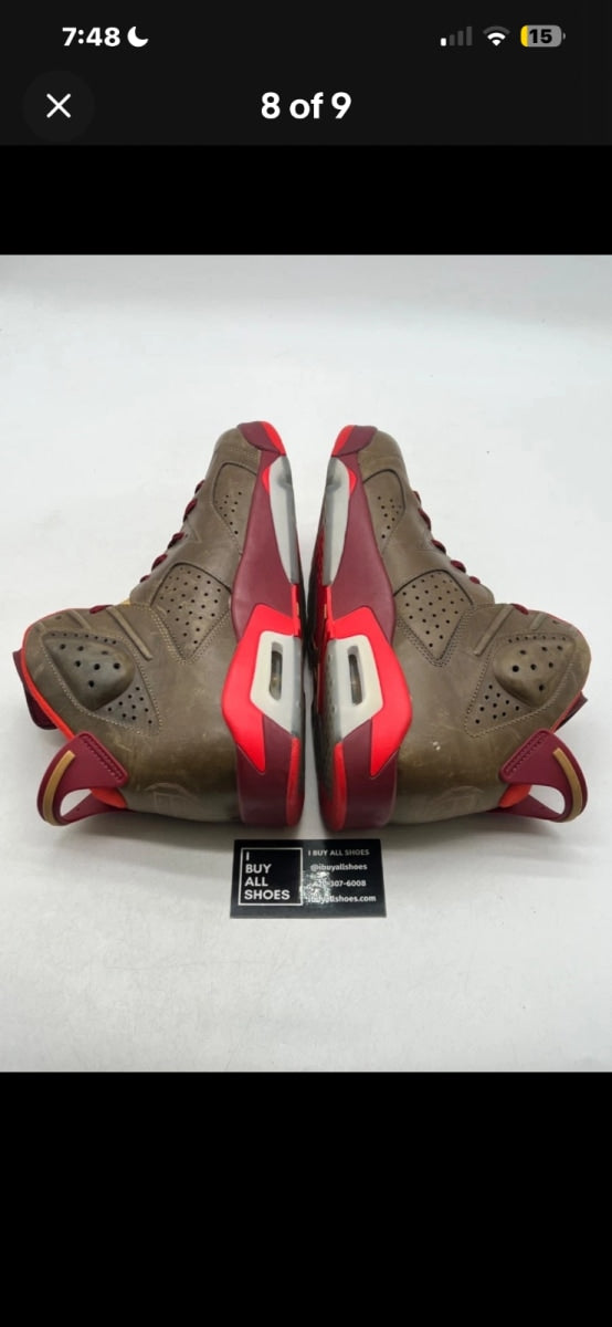 Jordan 6 Retro Cigar 11.5 (Lightly Worn Pre-Owned)JordanRaw Umber/Team Red-Metallic Gold-Challenge Red - Image 8