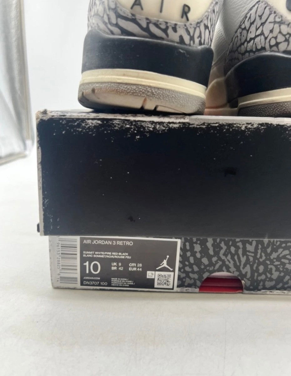 Jordan 3 Retro White Cement Reimagined 10 (Moderately Worn Pre-Owned)JordanSummit White/Fire Red/Black/Cement Grey - Image 4