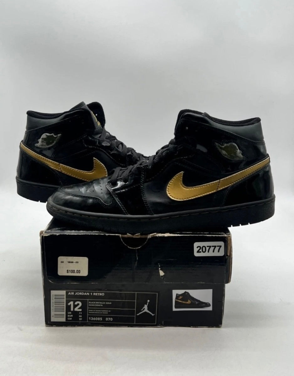 Jordan 1 Retro Black Metallic Gold (2003) 12 (Moderately Worn Pre-Owned)JordanBlack/Metallic Gold - Image 1
