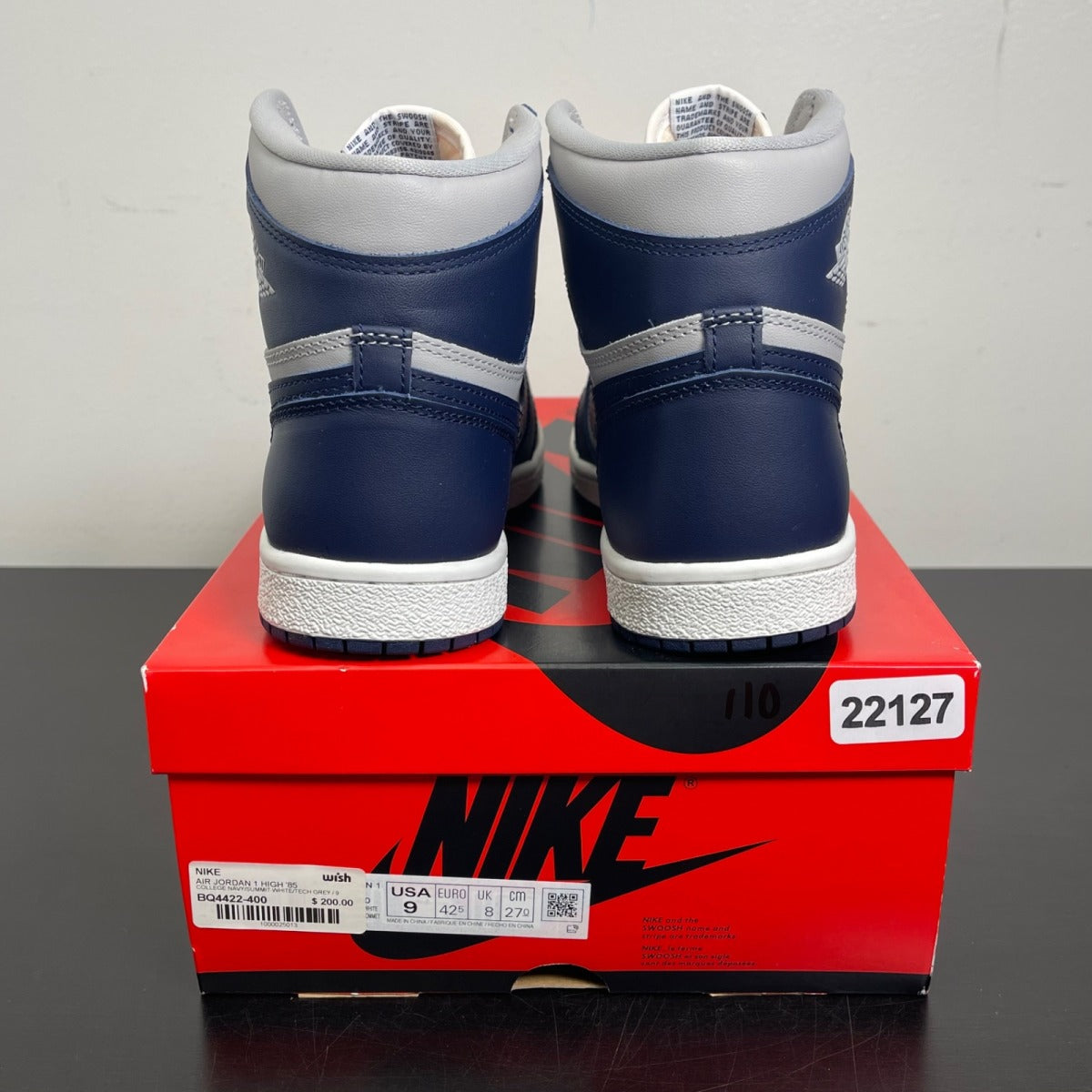 Jordan 1 Retro High '85 Georgetown 9 (Moderately Worn Pre-Owned)JordanCollege Navy/Summit White-Tech Grey - Image 4