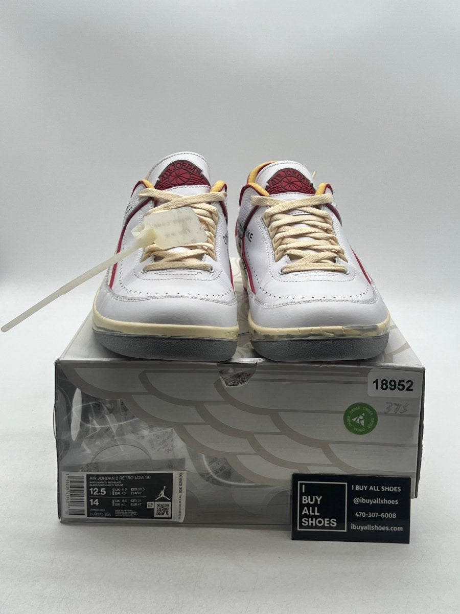 Jordan 2 Retro Low SP Off-White White Red 12.5 (Lightly Worn Pre-Owned) - Image 2