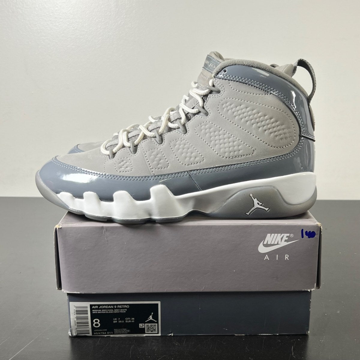 Jordan 9 Retro Cool Grey (2025) 8 (Lightly Worn Pre-Owned)JordanMedium Grey/White-Cool Grey - Image 3