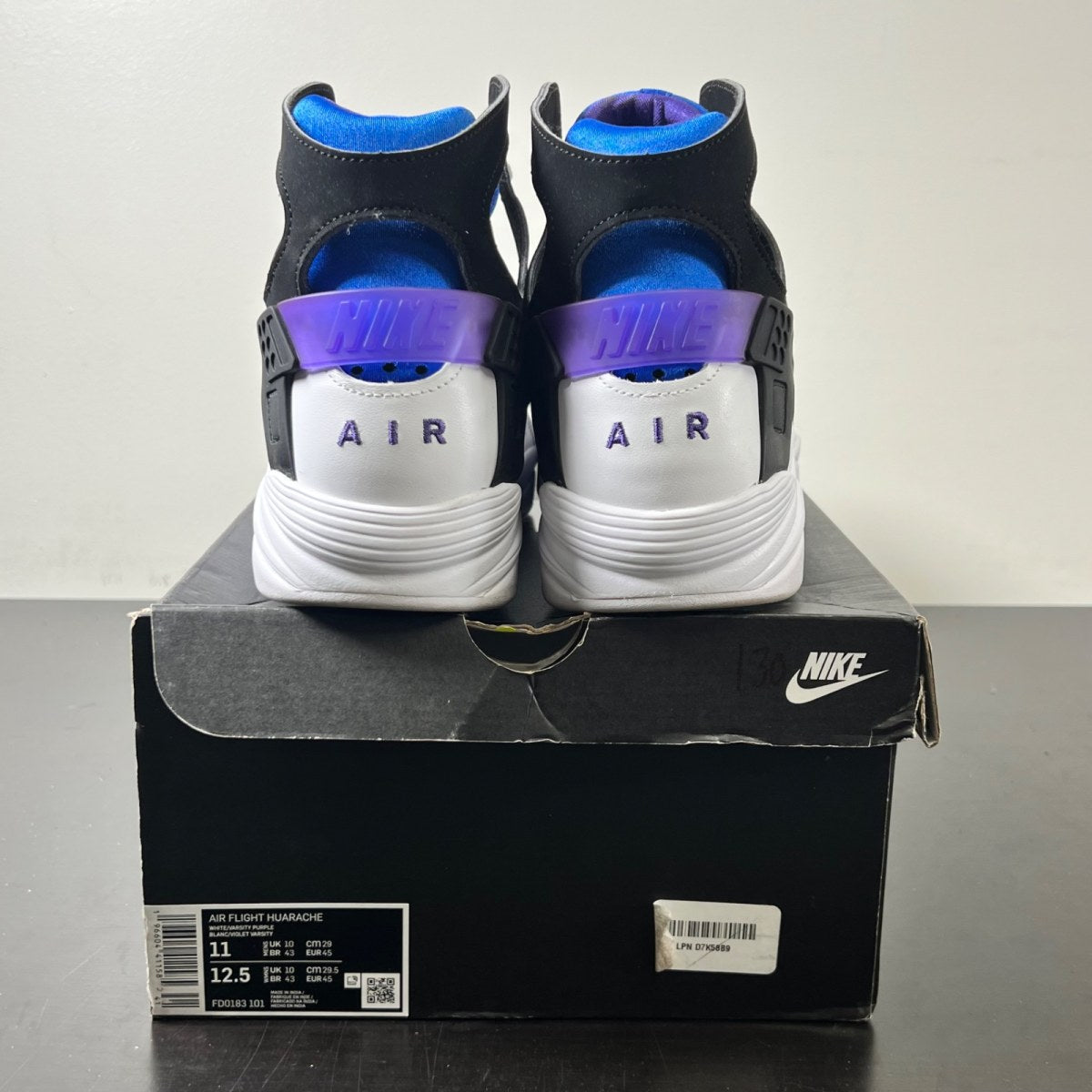 Nike Air Flight Huarache OG White Varsity Purple (2023) 11 (Lightly Worn Pre-Owned)NikeWhite/Varsity Purple-Royal Blue-Menta - Image 4