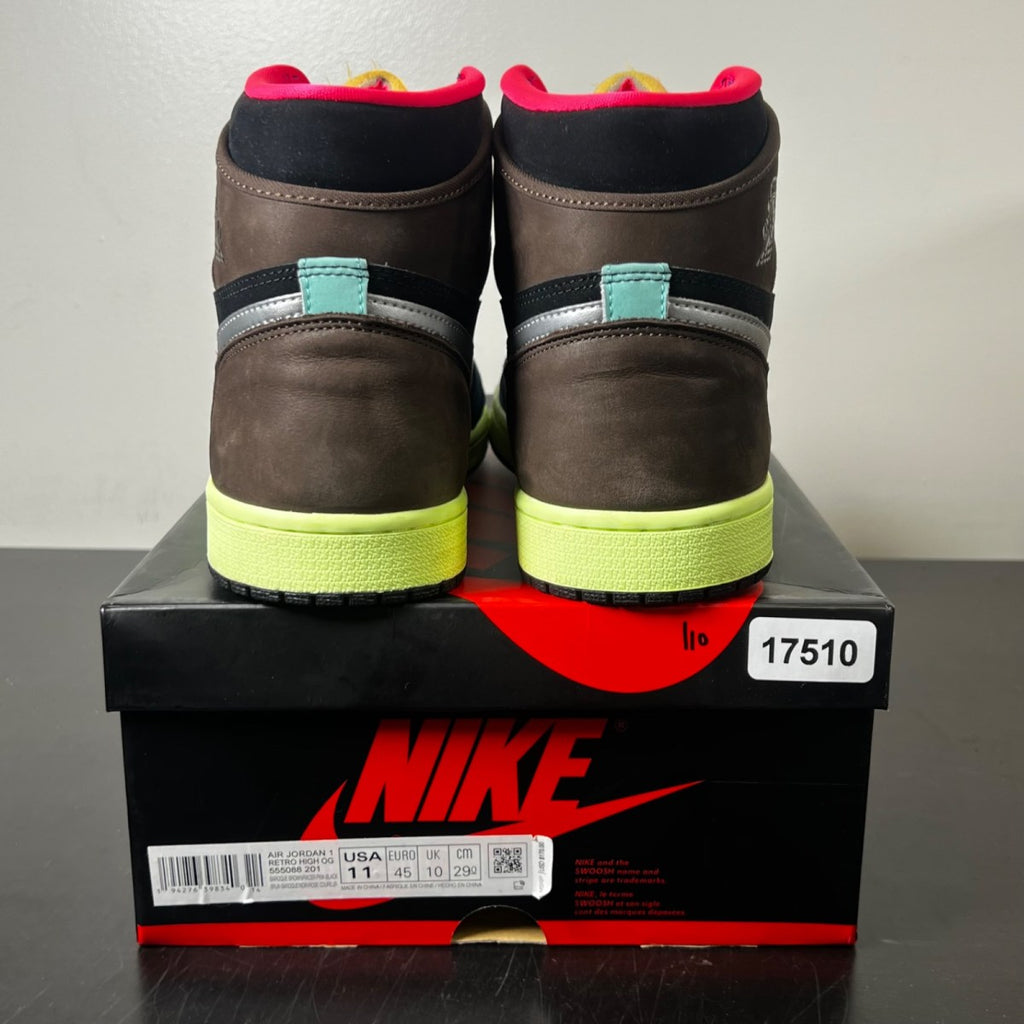 Jordan 1 Retro High Tokyo Bio Hack 11 (Lightly Worn Pre-Owned)JordanBaroque Brown/Black-Laser Orange-Racer Pink - Image 5