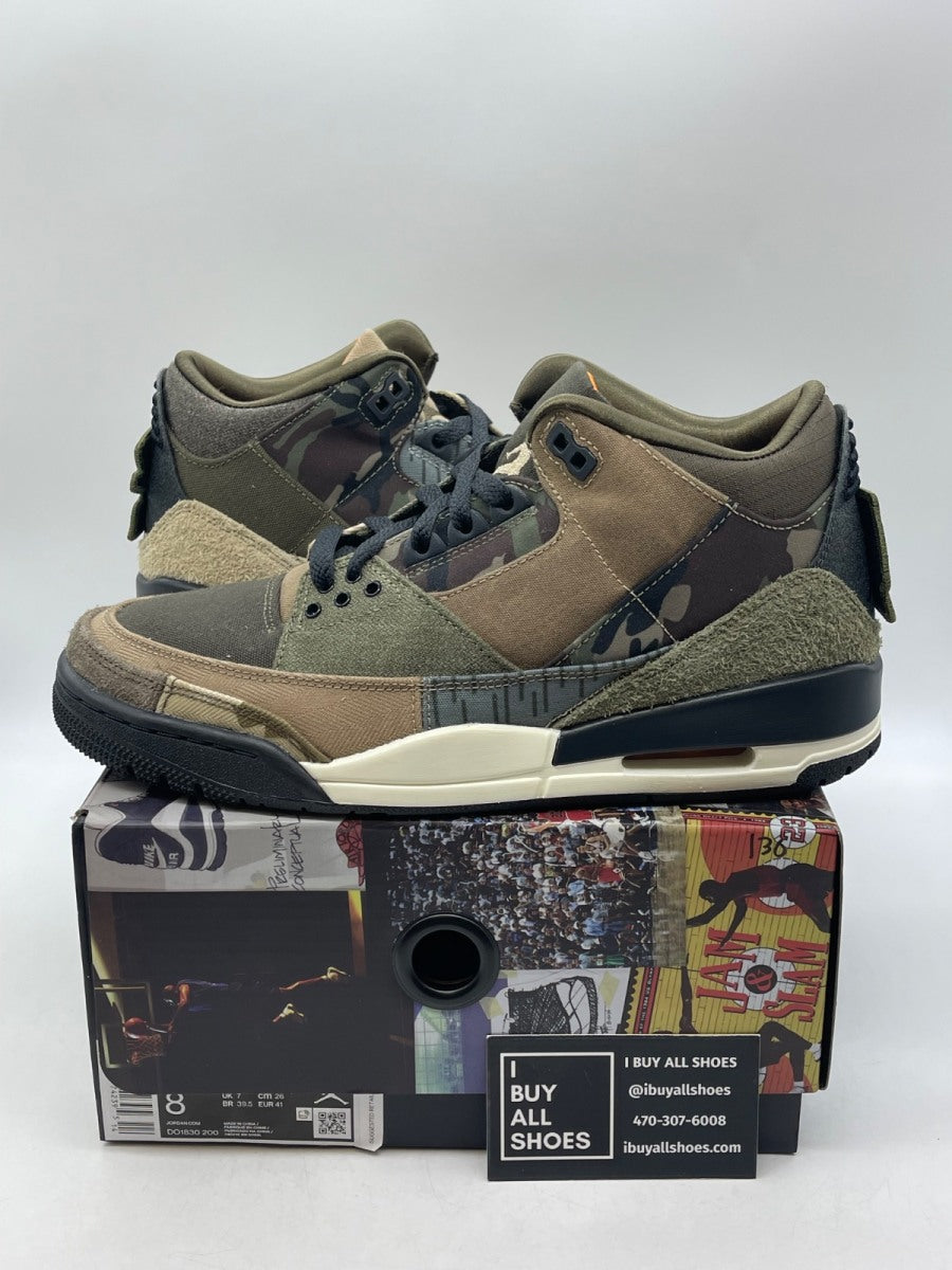 Jordan 3 Retro Patchwork Camo 8 (Moderately Worn Pre-Owned) - Image 1