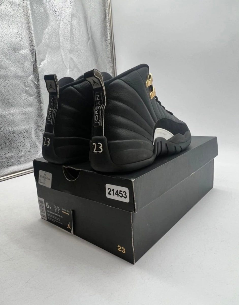 Jordan 12 Retro The Master (GS) 6Y (Moderately Worn Pre-Owned)JordanBlack/Rattan-White-Metallic Gold - Image 4