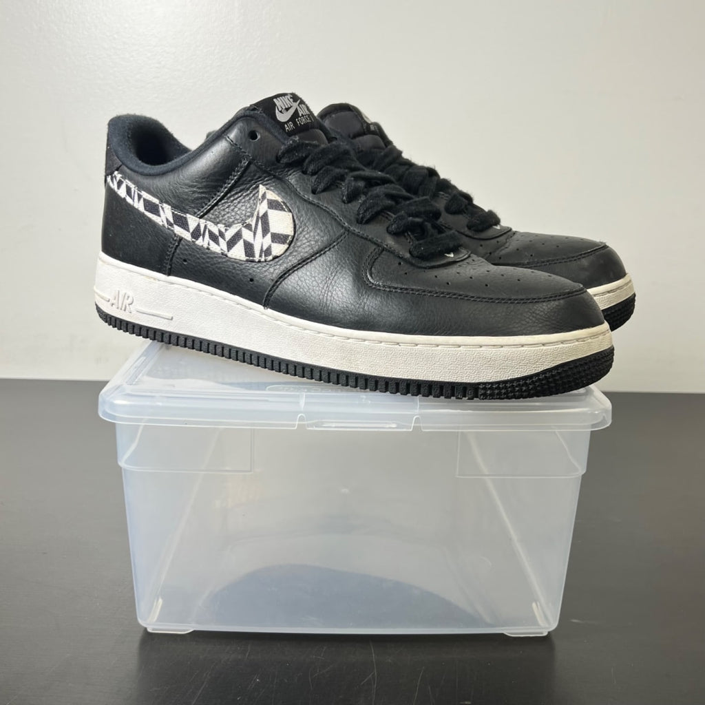 Nike Air Force 1 Low Black Pattern Swoosh 12 (Heavily Worn Pre-Owned)NikeBlack/White - Image 1