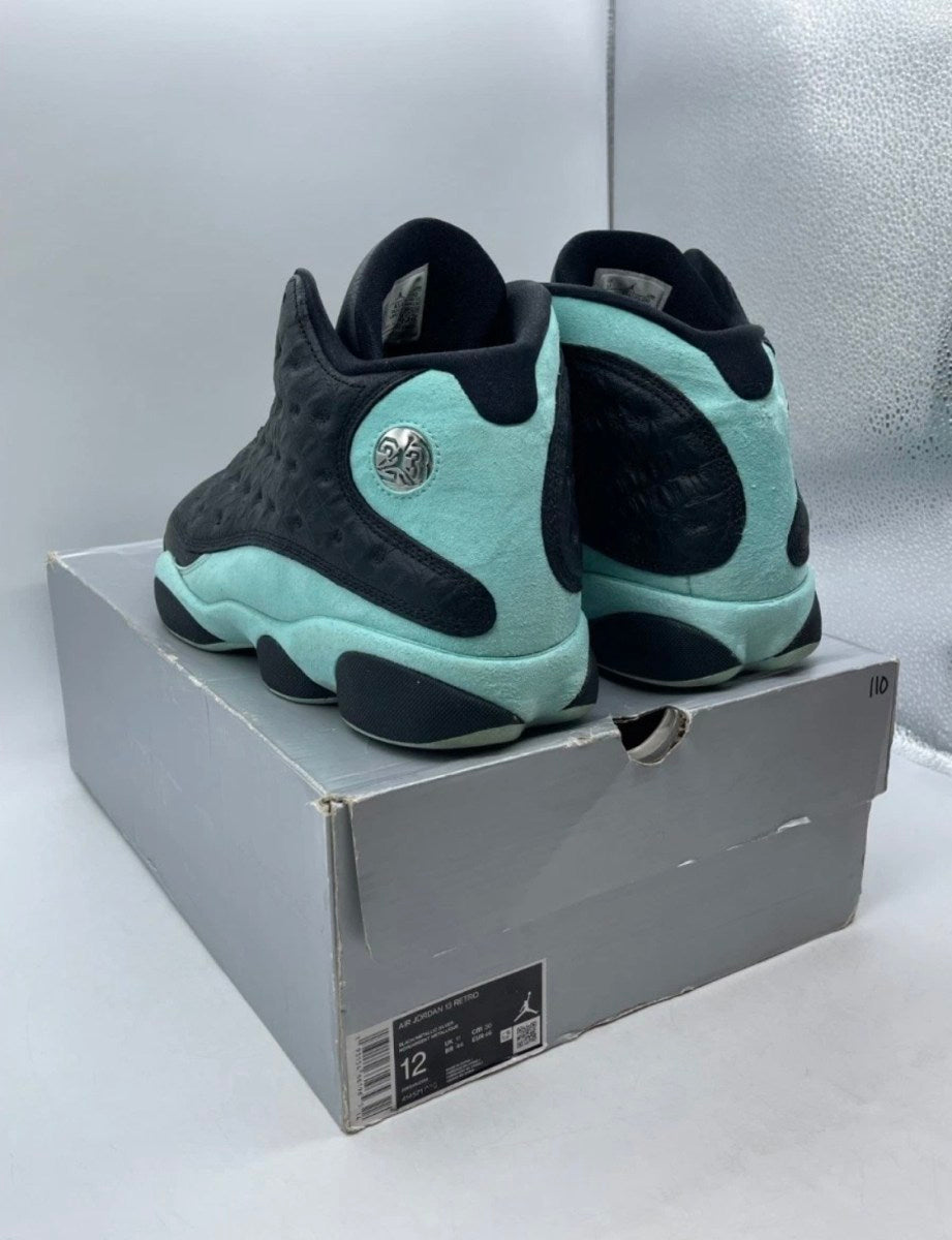 Jordan 13 Retro Black Island Green 12 (Lightly Worn Pre-Owned)JordanBlack/Metallic Silver-Island Green - Image 4