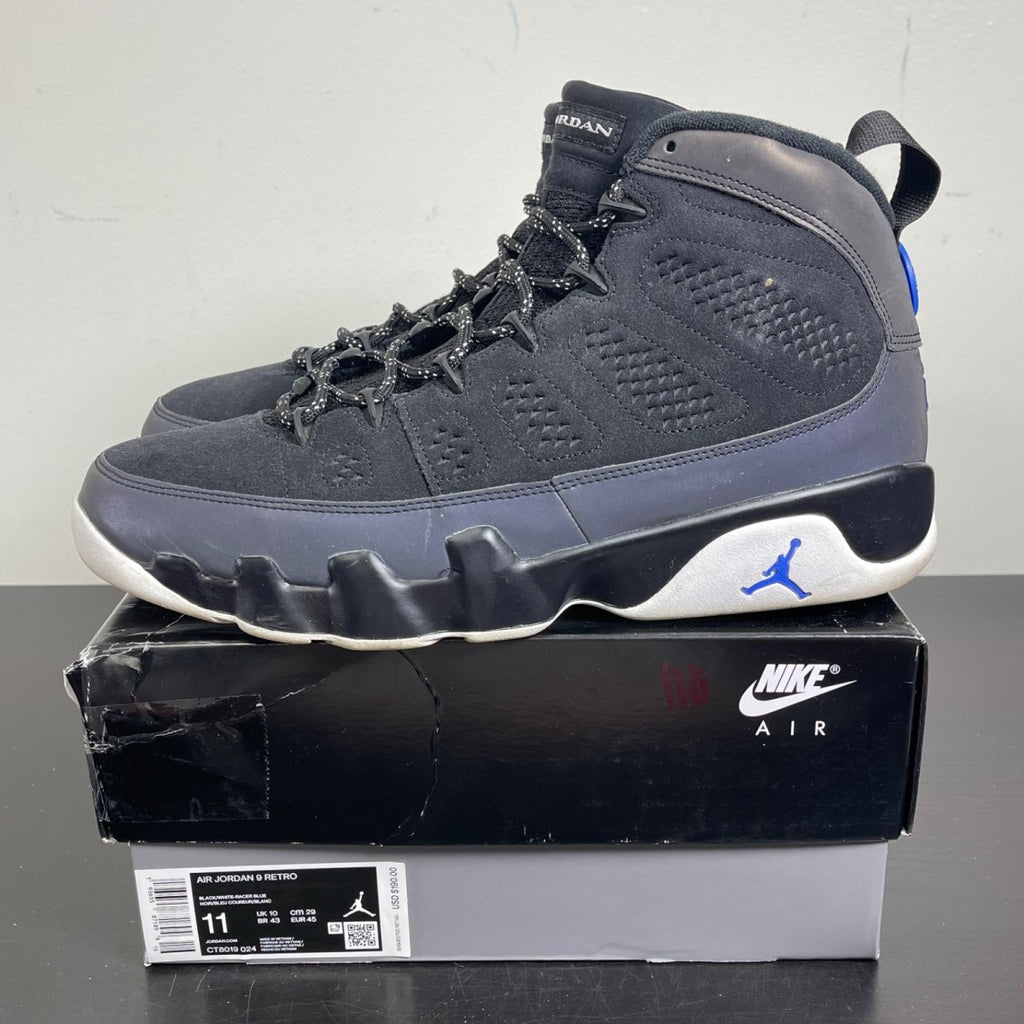 Jordan 9 Retro Racer Blue 11 (Moderately Worn Pre-Owned)JordanBlack/White-Racer Blue - Image 3