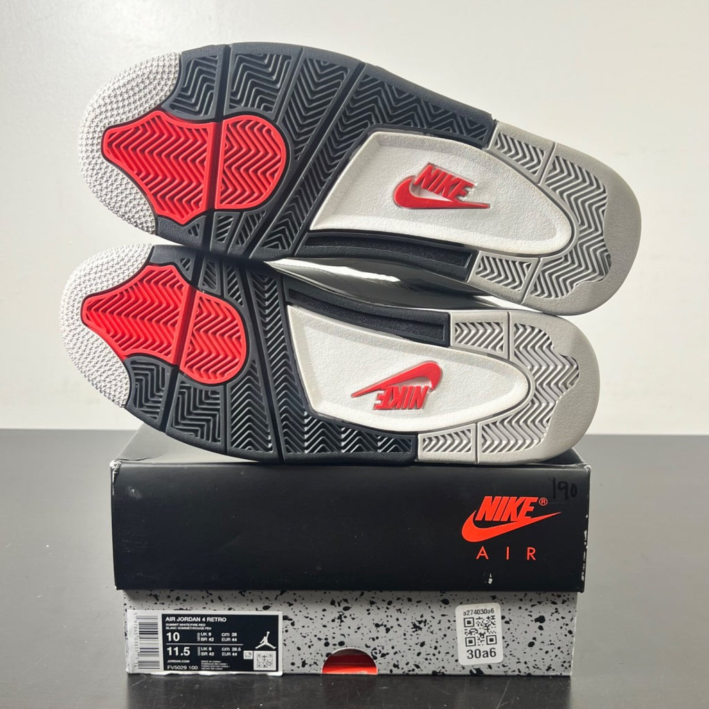 Jordan 4 Retro White Cement (2025) 10 (Lightly Worn Pre-Owned)JordanSummit White/Fire Red-Tech Grey-Black - Image 6