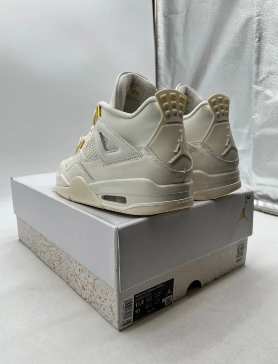 Jordan 4 Retro Metallic Gold (Women's) 11.5W (Lightly Worn Pre-Owned)JordanSail/Metallic Gold/Black - Image 4