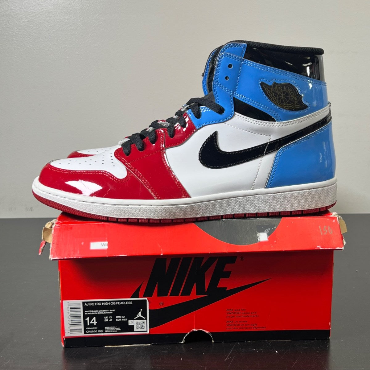 Jordan 1 Retro High Fearless UNC Chicago (Size 14) Moderately Worn - Image 3