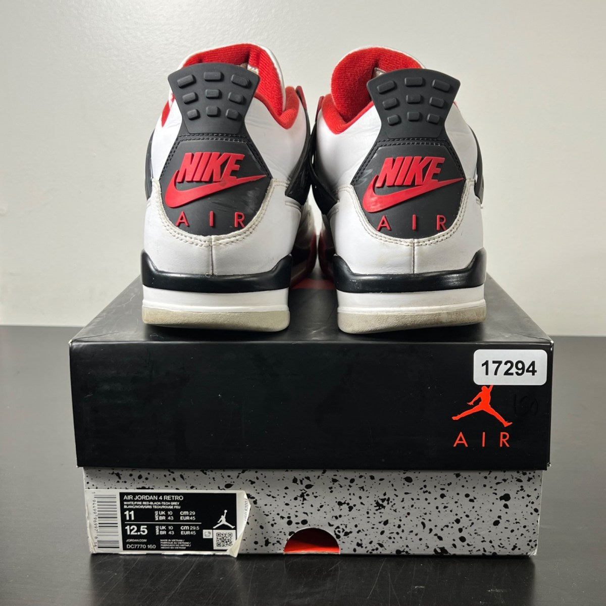 Jordan 4 Retro Fire Red (2020) 11 (Heavily Worn Pre-Owned)JordanWhite/Black-Tech Grey-Fire Red - Image 5