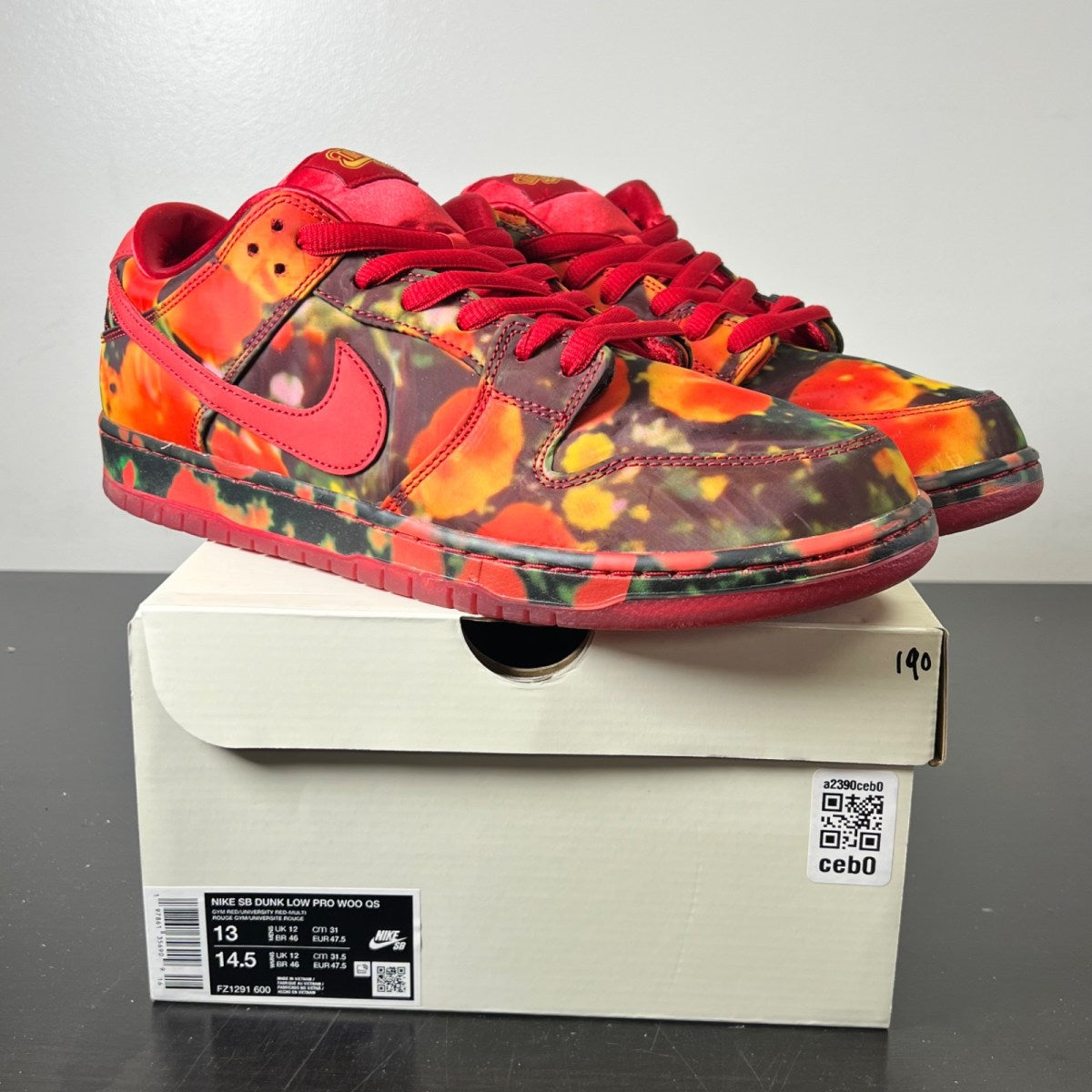 Nike SB Dunk Low The Wizard of Oz Poppy Field 13 (Lightly Worn Pre-Owned)NikeVarsity Red/University Gold - Image 1