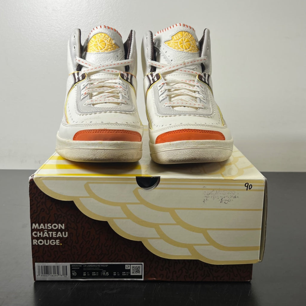 Jordan 2 Retro SP Maison Chateau Rouge 10 (Lightly Worn Pre-Owned)JordanSail/Citron Pulse-Orange-Cinnamon - Image 2