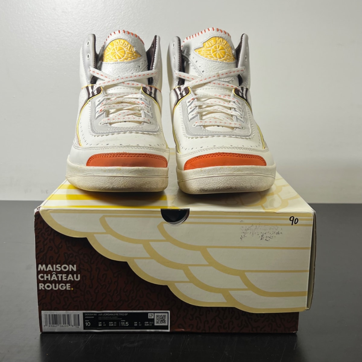 Jordan 2 Retro SP Maison Chateau Rouge 10 (Lightly Worn Pre-Owned)JordanSail/Citron Pulse-Orange-Cinnamon - Image 2