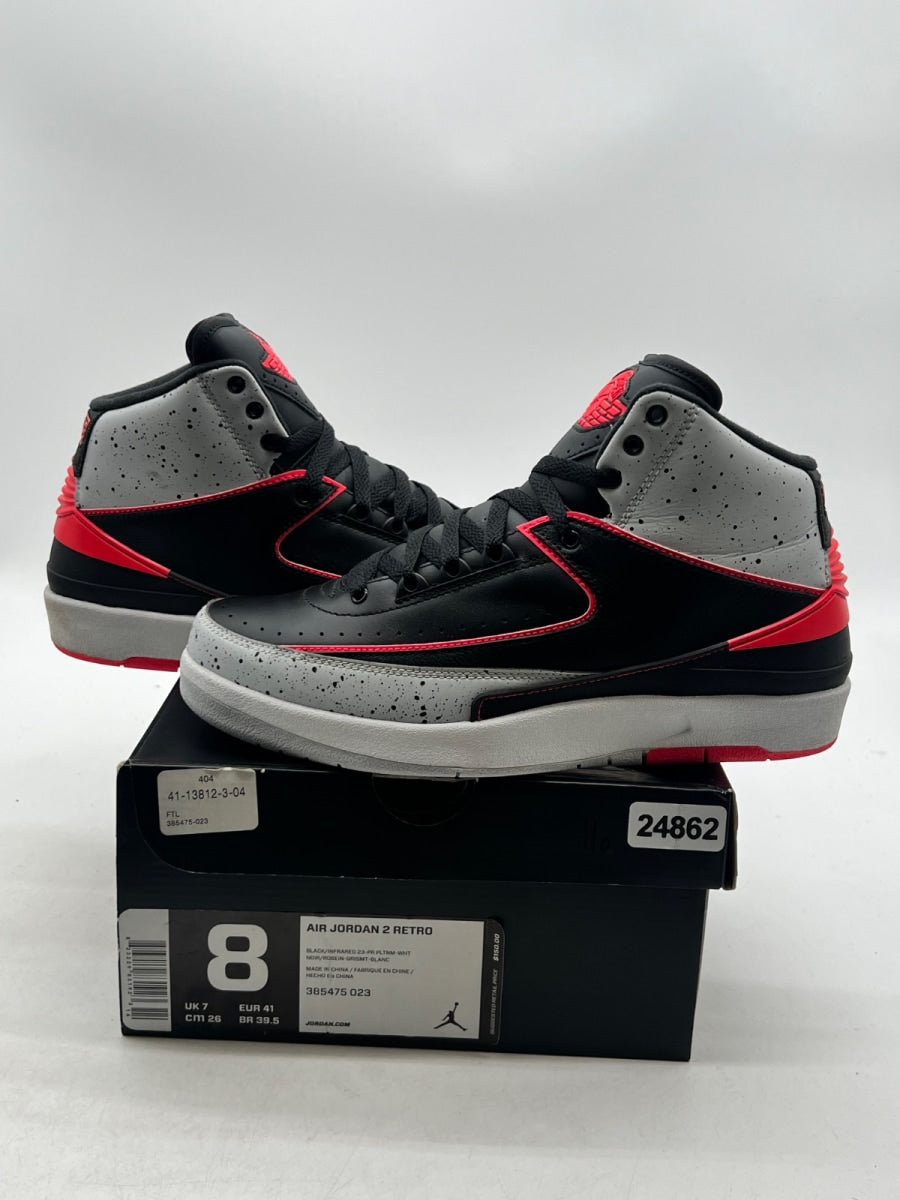 Jordan 2 Retro Infrared Cement 8 (Lightly Worn Pre-Owned)JordanBlack/Infrared 23-Pure Platinum-White - Image 1