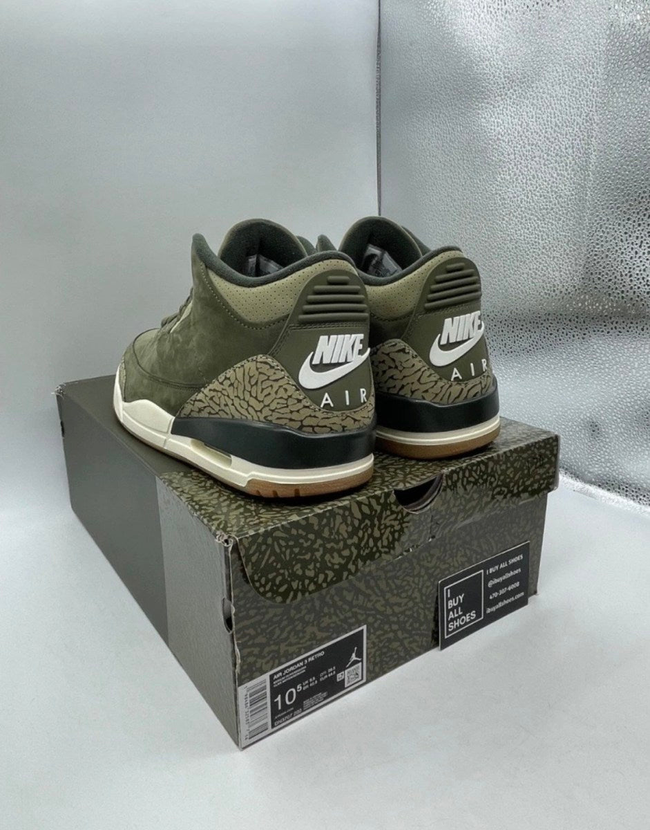 Jordan 3 Retro Family Affair 10.5 (Lightly Worn Pre-Owned)JordanMedium Olive/Sequoia/Neutral Olive/Sail/Total Crimson - Image 4