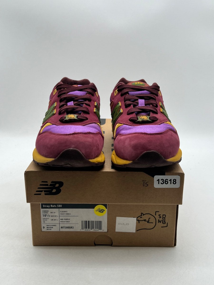New Balance 580 Stray Rats Maroon Purple 10.5 (Lightly Worn Pre-Owned)New BalanceBurgundy/Mystic Purple - Image 2