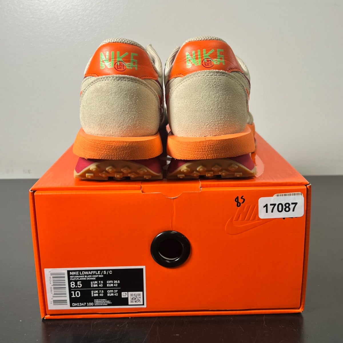Nike LD Waffle sacai CLOT Kiss of Death Net Orange Blaze 8.5 (Lightly Worn Pre-Owned)NikeNet/Orange Blaze-Deep Red-Green Bean - Image 5