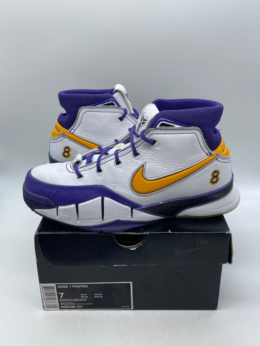Nike Kobe 1 Protro Think 16 Close Out 7 (Moderately Worn Pre-Owned)NikeWhite/Del Sol-Varsity Purple - Image 1