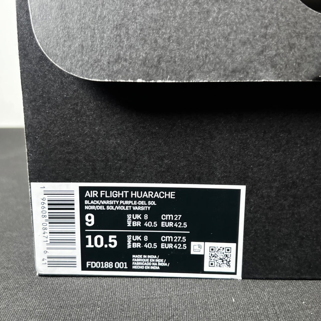 Nike Air Flight Huarache Lakers Away 9 (Lightly Worn Pre-Owned)NikeBlack/Varsity Purple/Del Sol - Image 4