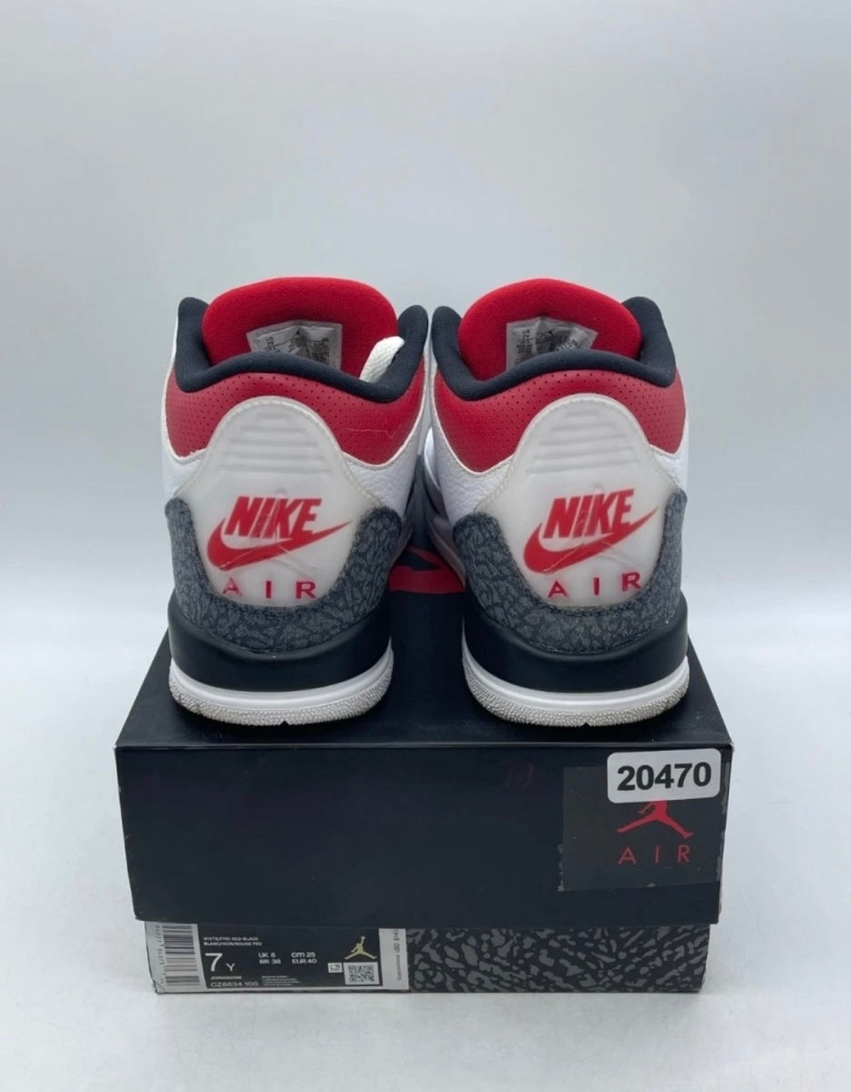 Jordan 3 Retro SE Fire Red Denim (GS) 6Y (Moderately Worn Pre-Owned)JordanWhite/Fire Red-Black - Image 3