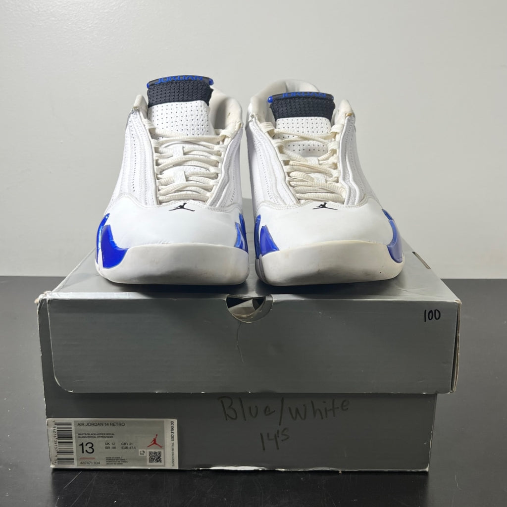 Jordan 14 Retro White Hyper Royal 13 (Moderately Worn Pre-Owned)JordanWhite/Black-Hyper Royal - Image 2