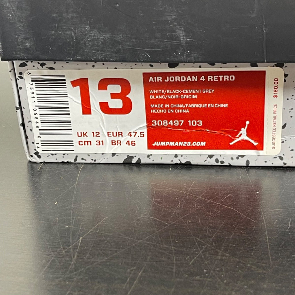 Jordan 4 Retro White Cement (2012) 13 (Moderately Worn Pre-Owned)JordanWhite/Black-Tech Grey - Image 7