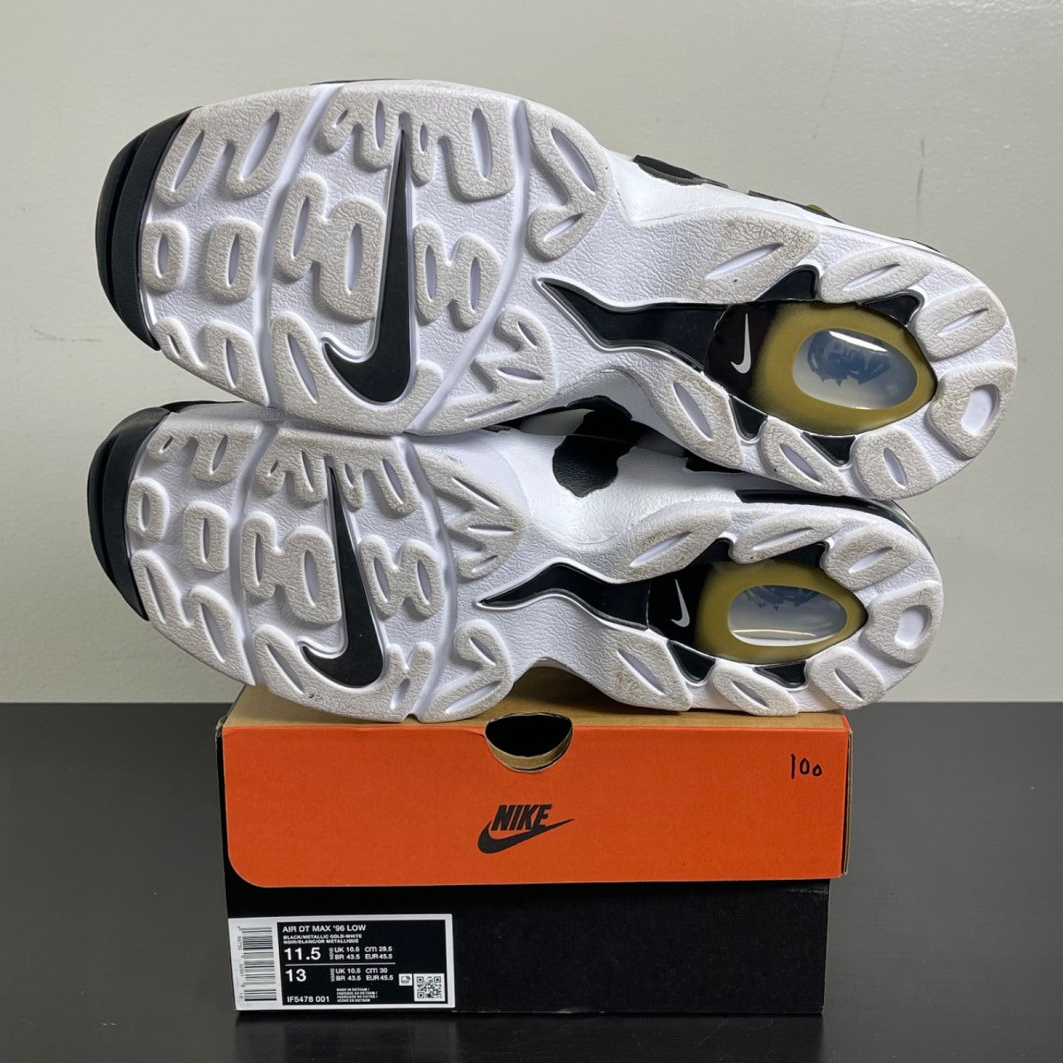 Nike Air DT Max '96 Low Black Metallic Gold 11.5 (Moderately Worn Pre-Owned)NikeBlack/Metallic Gold/White - Image 5