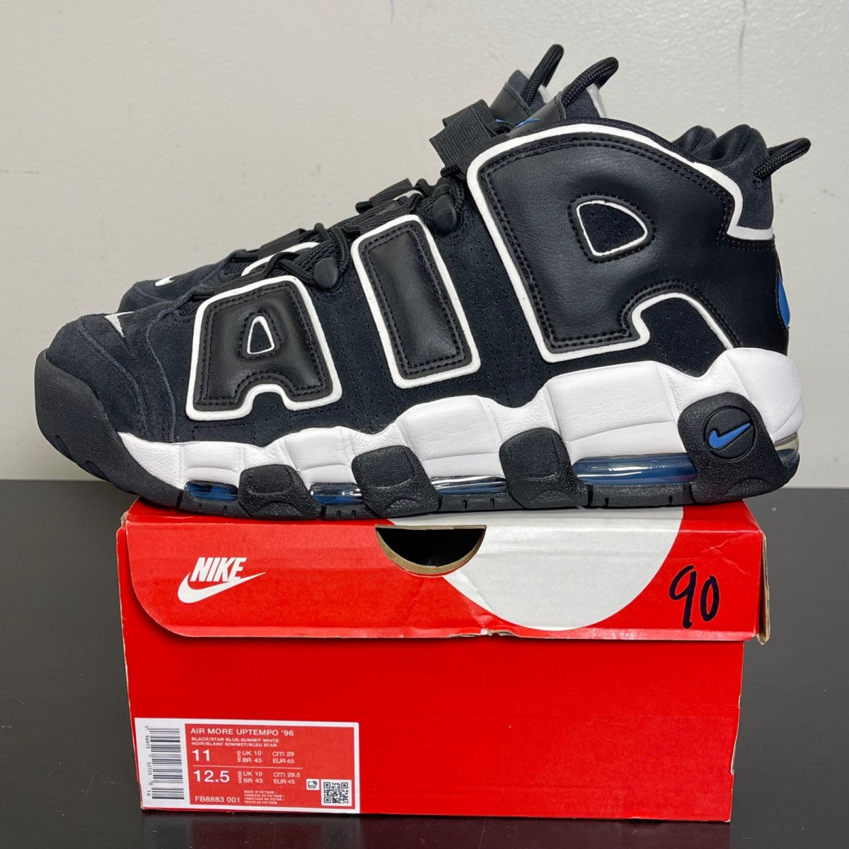 Nike Air More Uptempo 96 Black Star Blue 11 (Moderately Worn Pre-Owned)NikeBlack/Star Blue/Summit White/Sail - Image 3