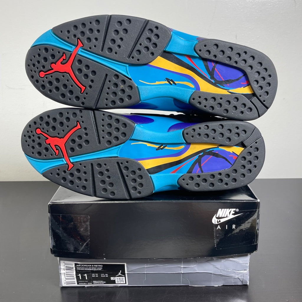 Jordan 8 Retro Aqua (2025) 11 (Moderately Worn Pre-Owned)JordanBlack/True Red-Iron Grey-Bright Concord-Aquatone - Image 5