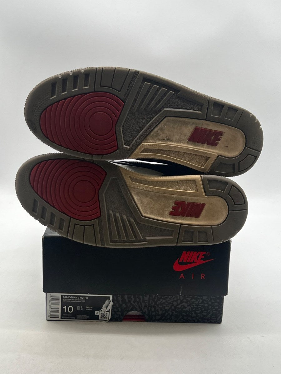 Jordan 3 Retro OG Black Cement (2024) 10 (Heavily Worn Pre-Owned)JordanBlack/Fire Red/Cement Grey/Sail - Image 8