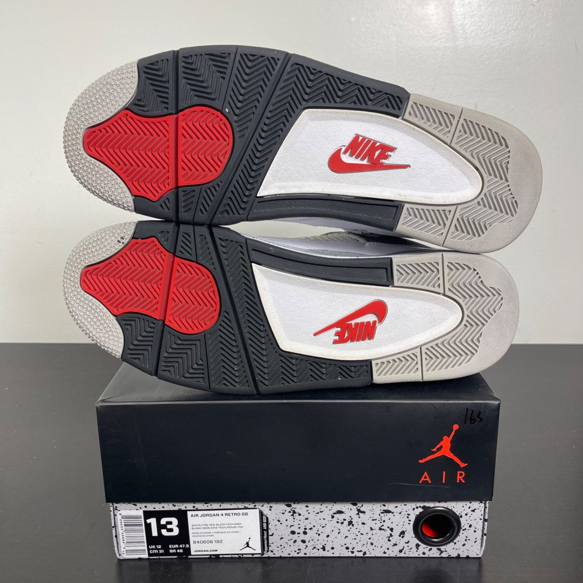Jordan 4 Retro White Cement (2016) 13 (Moderately Worn Pre-Owned)JordanWhite/Fire Red-Black-Tech Grey - Image 5