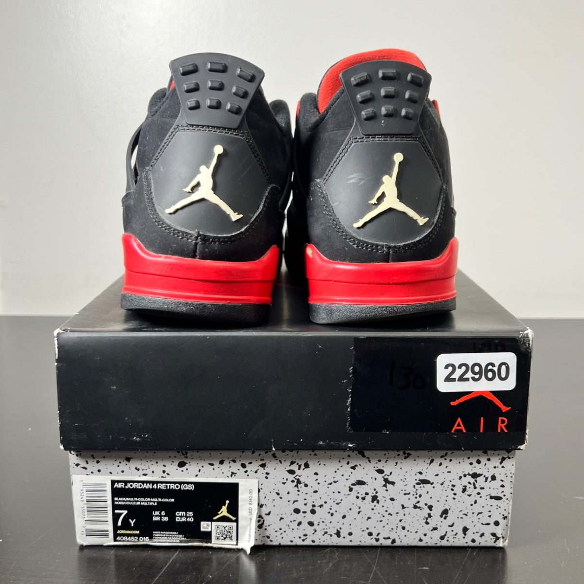 Jordan 4 Retro Red Thunder (GS) 7Y (Moderately Worn Pre-Owned)JordanBlack/Multi-Color-Multi-Color-Crimson - Image 4