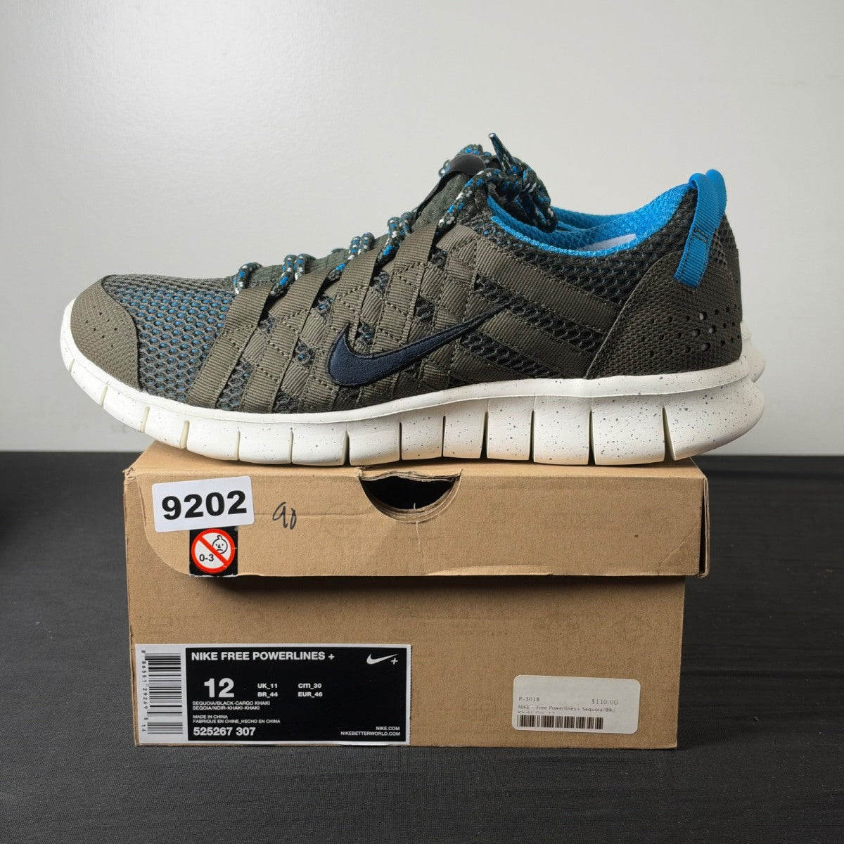 Nike Free Powerlines Black-Cargo Khaki (Size 12) - Image 3