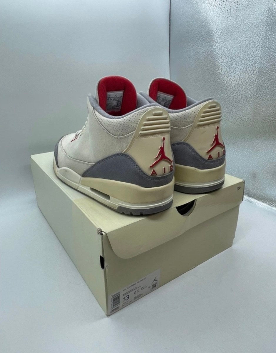 Jordan 3 Retro Muslin 13 (Moderately Worn Pre-Owned)JordanMuslin/University Red-Cement Grey-Sail - Image 4