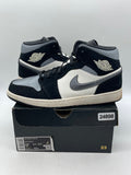 Jordan 1 Mid Satin Grey Toe 9.5 (Moderately Worn Pre-Owned)JordanBlack/Smoke Grey-Sail - Image 1