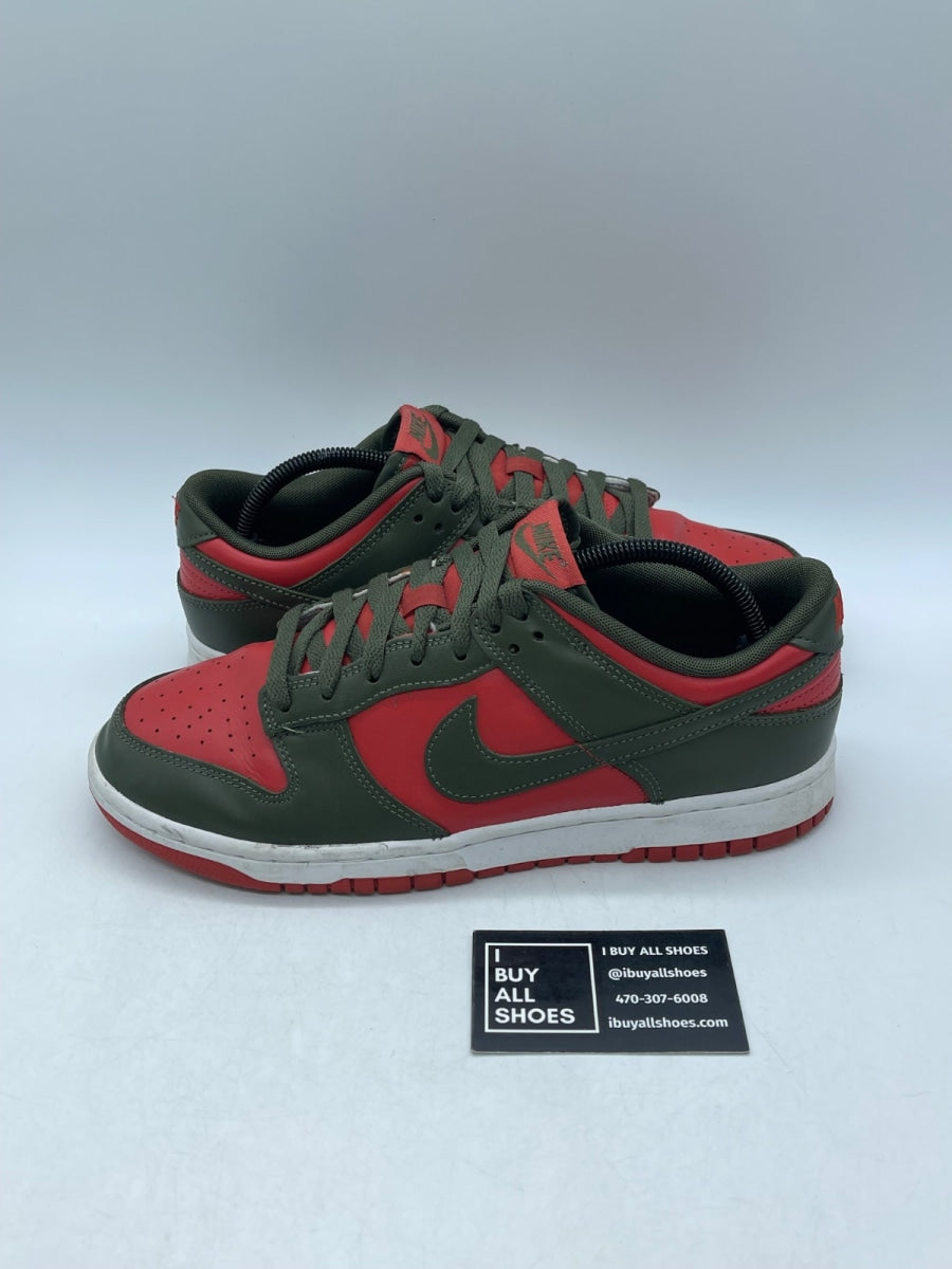 Nike Dunk Low Mystic Red Cargo Khaki 9.5 (Moderately Worn Pre-Owned) - Image 1