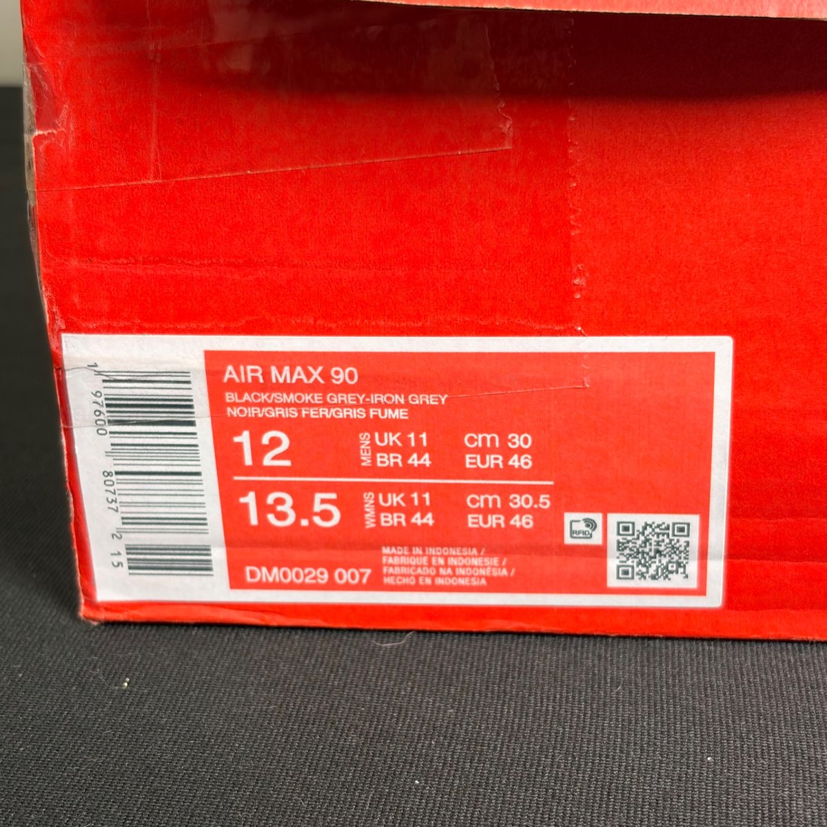 Nike Air Max 90 'Iron Grey Fire Red' (Size 12) - Image 7