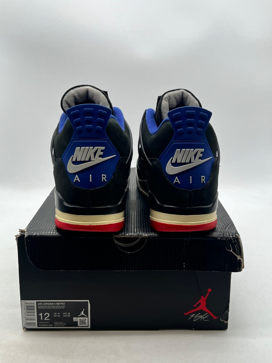 Jordan 4 Retro Rare Air (White Lettering) 12 (Moderately Worn Pre-Owned)JordanBlack/Fire Red/Deep Royal Blue/Dark Smoke Grey/Tech Grey - Image 3