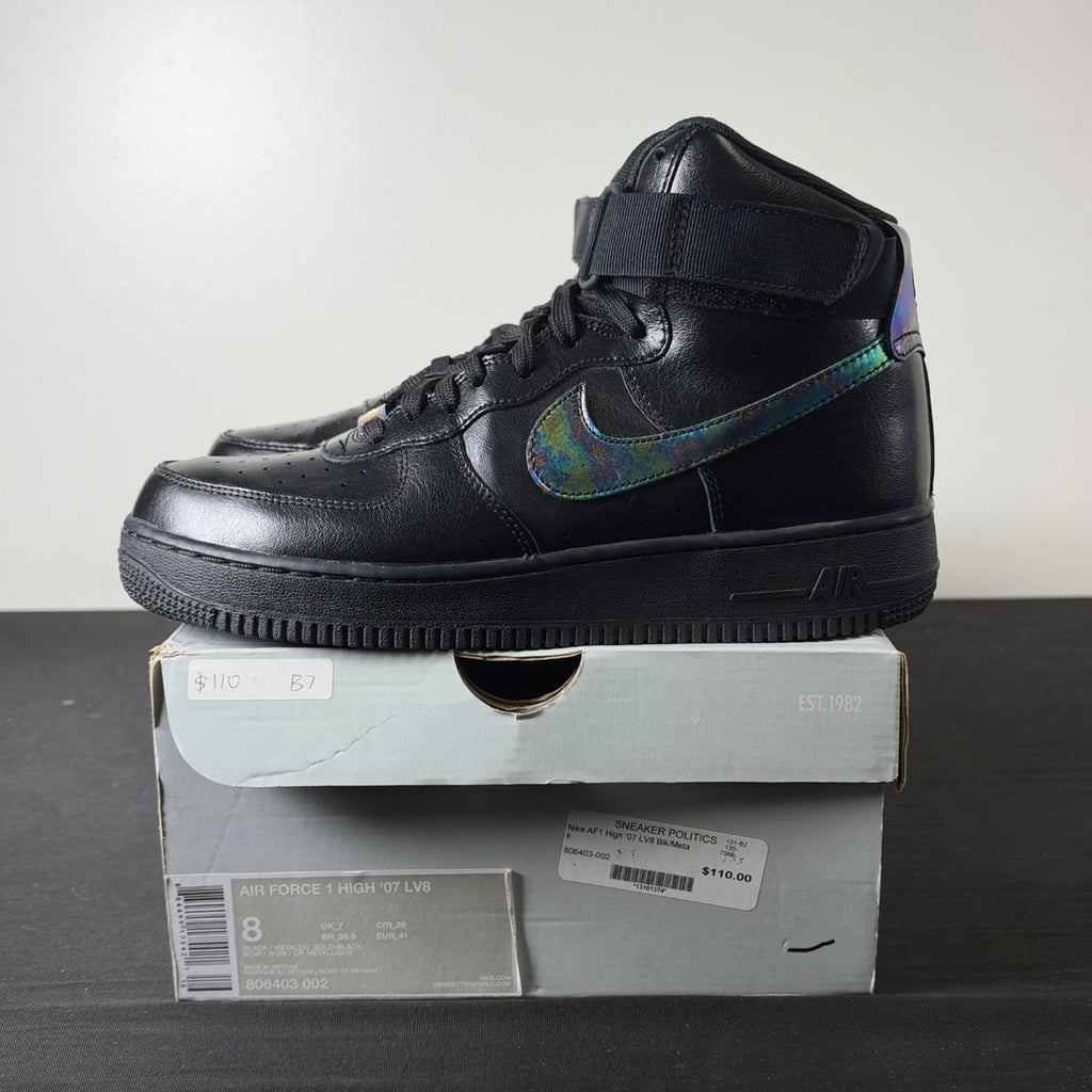 Nike Air Force 1 High Black Iridescent (Size 8) - aux