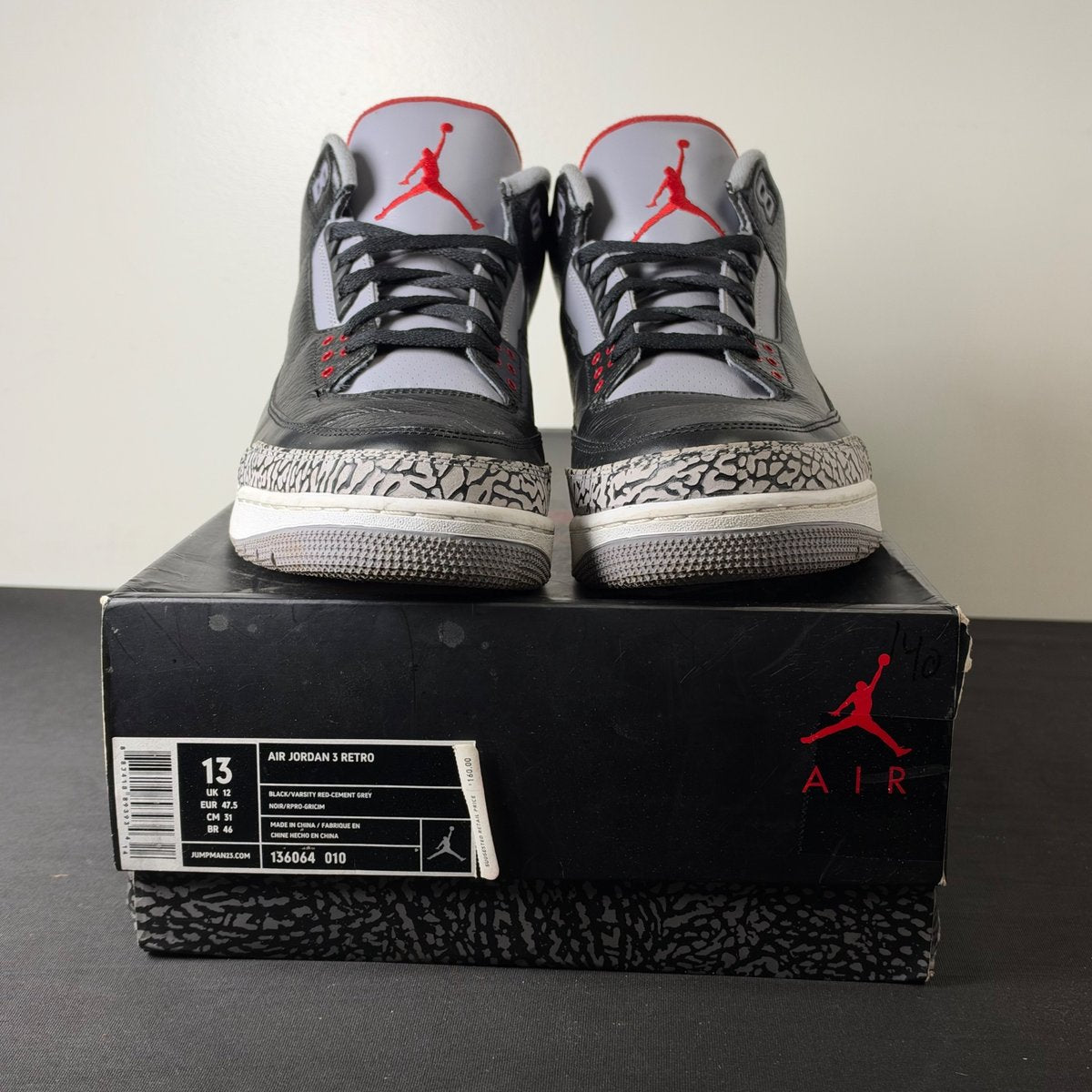 Jordan 3 Retro Black Cement (2011) (Size 13) - aux