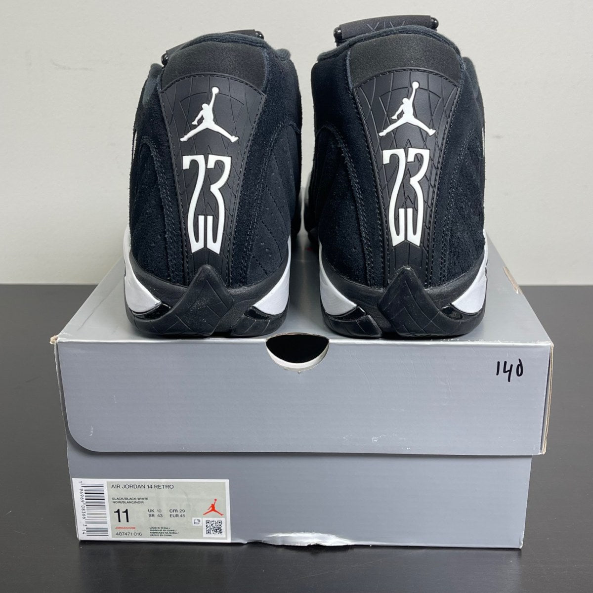 Jordan 14 Retro Black White 11 (Lightly Worn Pre-Owned)JordanBlack/Black/White/University Red - Image 4
